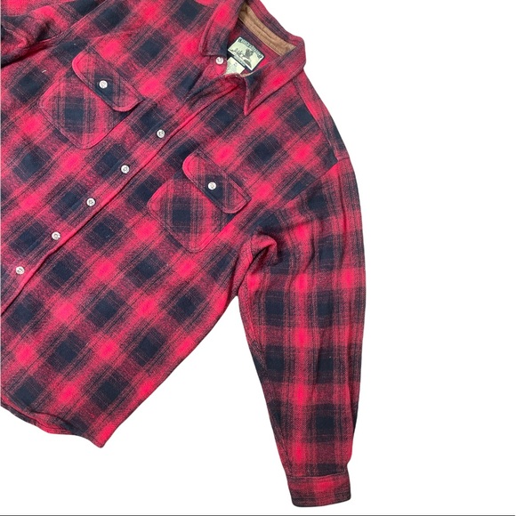 VINTAGE 1990’s FIELD & STREAM CORDUROY TRIMMED PLAID FLANNEL LONG SLEEVE SHIRT - Picture 4 of 12